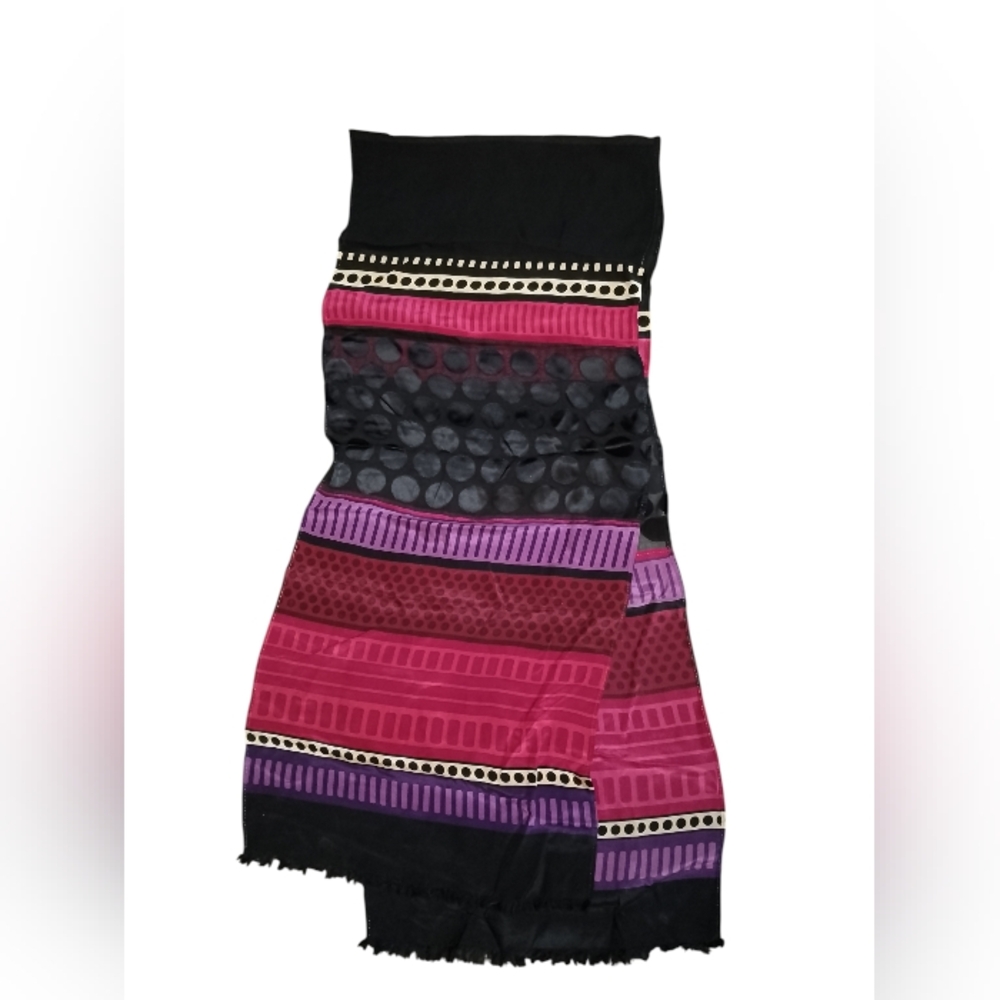 Bright Multicolor Lightweight Scarf W/Fringe